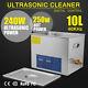 10 L Liter Ultrasonic Cleaner Stainless Steel Industry Heated Clean Glasses USA