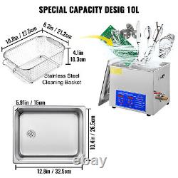 10 Liter Industry Heated Ultrasonic Cleaner Heater withTimer Stainless Steel