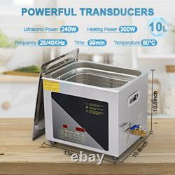 10L 240W Commercial Professional Ultrasonic Cleaner with Digital Timer and Heat