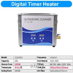 10L 240With300W Stainless Steel Industry Heated Ultrasonic Cleaner Heater Timer