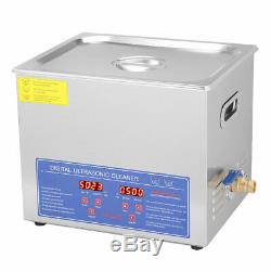 10L Digital Cleaning Machine Ultrasonic Heated Cleaner Bath Tank Timer Industry