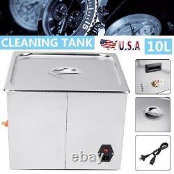 10L Digital Ultrasonic Cleaner Tank Timer Heated Stainless Steel Cleaning Bath