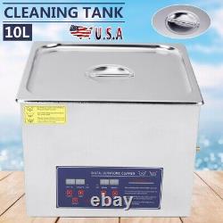 10L Digital Ultrasonic Cleaner Tank Timer Heated Stainless Steel Cleaning Bath