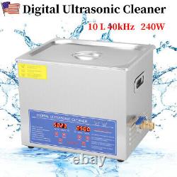 10L Digital Ultrasonic Cleaner Watch Cleaning Machine Bath Tank Timer Heating US