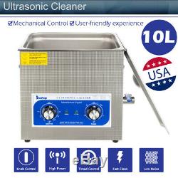 10L Heated Ultrasonic Cleaner Sonic Heater Timer Stainless Steel Jewelry Glasses