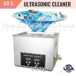 10L Liter Stainless Steel Ultrasonic Cleaner Heated Machine Heater withTimer