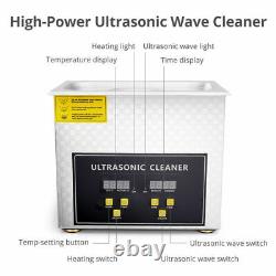 10L Liter Stainless Steel Ultrasonic Cleaner Heated Machine Heater withTimer US