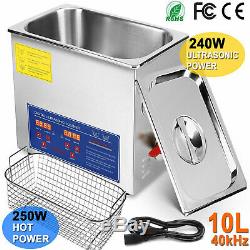 10L Liter Ultrasonic Cleaner Stainless Steel Industry Heated Heater with Timer