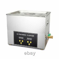 10L Stainless Steel Digital Ultrasonic Cleaner Timer Heated Cleaning Machine USA