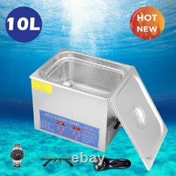 10L Stainless Ultrasonic Cleaner Machine Bath Tank Digital Timer Heated Cleaning
