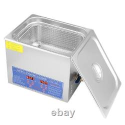 10L Stainless Ultrasonic Cleaner Machine Bath Tank Digital Timer Heated Cleaning