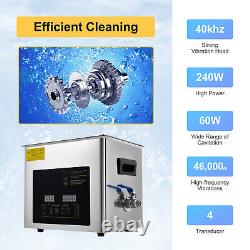 10L Ultrasonic Cleaner Dental Lab Instruments Cleaning Machine with Heater Timer