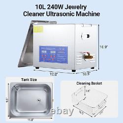 10L Ultrasonic Cleaner with Timer Heating Machine 40kHz Digital Sonic Cleaner