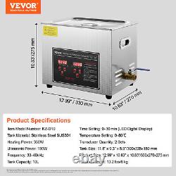 10L Ultrasonic Cleaner with Timer Heating Machine Digital Sonic Cleaner