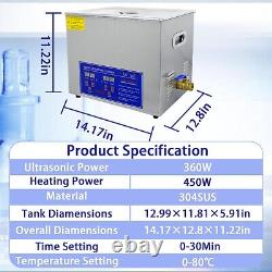 110V 15L Ultrasonic Cleaner 3.3 Gal Professional Ultrasonic Cleaner 40kHz