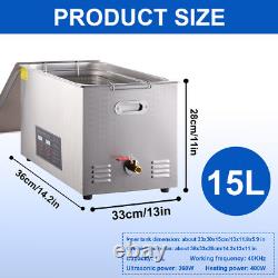 15L Digital Ultrasonic Cleaner Professional Cleaner with Digital Timer & heater