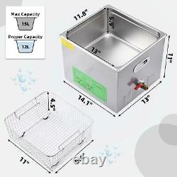 15L Liter Industry Ultrasonic Cleaner Heated Heater WithTimer Stainless Steel US