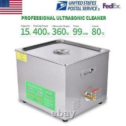 15L Professional WithTimer Heated Cleaning Machines Digital Ultrasonic Cleaner US