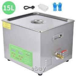 15L Professional WithTimer Heated Cleaning Machines Digital Ultrasonic Cleaner US