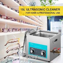 15L Ultrasonic Cleaner Stainless Steel Professional Knob Control with Heater Timer