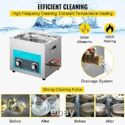 15L Ultrasonic Cleaner Stainless Steel Professional Knob Control with Heater Timer