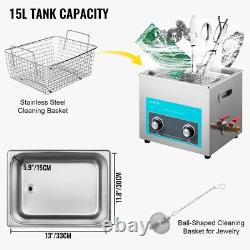15L Ultrasonic Cleaner Stainless Steel Professional Knob Control with Heater Timer