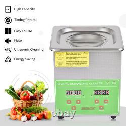 2-15L Ultrasonic Cleaner Stainless Steel Industry Heated Heater withTimer US Stock