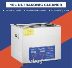 2.5 Gallon Ultrasonic Cleaner Stainless Steel Industry Heated Heater withTimer
