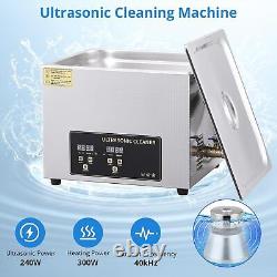 2.6 Gal Ultrasonic Cleaner 240W 40Khz with Timer Heating Machine Digital Washer