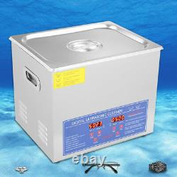 220V 10L Digital Cleaning Machine Ultrasonic Heated Cleaner Bath Tank Timer US