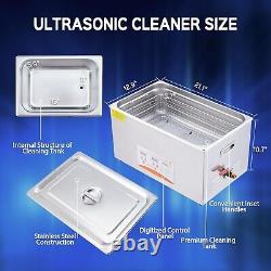 22L Ultrasonic Cleaner Machine Heated Timer 220W for Jewelry Tool Watch Glasses