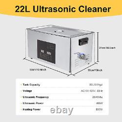 22L Ultrasonic Cleaner Stainless Steel Industry Heated Heater Dual Frequency