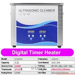 3.2L Digital Ultrasonic Cleaner Jewelry Cleaning Stainless Steel Machine Heating