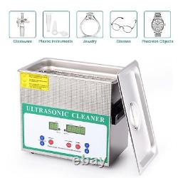 3.2L Professional Ultrasonic Cleaner Digital Display Heat Control 110V Stainless
