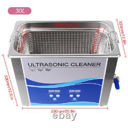 30L Dentist Stainless Steel Digital Industrial Heated Ultrasonic Cleaner Tank US
