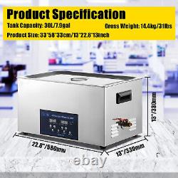 30L Stainless Ultrasonic Cleaner Cleaning Equipment Industry Heated with Timer
