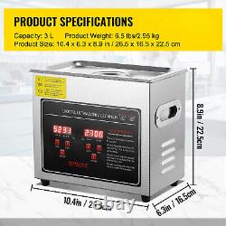 30L Ultrasonic Cleaner Stainless Steel Portable Heated Cleaning Washing Machine