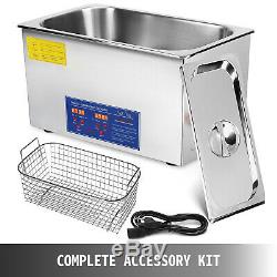 30l Qt 380w Digital Heated Industrial Ultrasonic Cleaner With Timer &Basket Parts