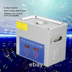 3L Digital Cleaning Machine Ultrasonic Cleaner Bath Tank with Timer Heated Cleaner