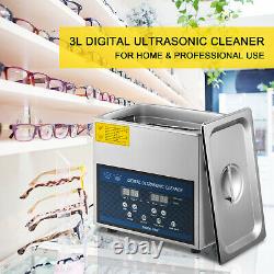 3L Digital Ultrasonic Cleaner with Heater 28/40KHz Water Drain Heating Large