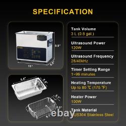 3L Ultrasonic Cleaner, One-Touch Cleaning, Heating, Dual-Frequency, Sweep Fre