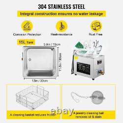 40kHz 15L Upgraded Ultrasonic Cleaner 600W Heater 360W Ultrasonic withHeater Timer