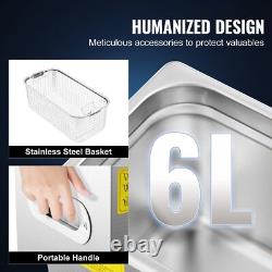 40kHz Commercial Ultrasonic Cleaner 6L with Digital Timer & Heater 110V