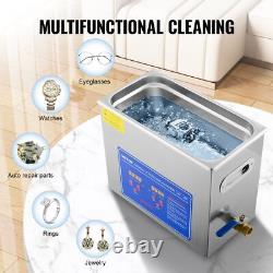 40kHz Commercial Ultrasonic Cleaner 6L with Digital Timer & Heater 110V