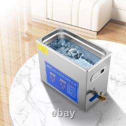 40kHz Commercial Ultrasonic Cleaner 6L with Digital Timer & Heater 110V
