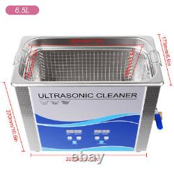 6.5L Ultrasonic Cleaner+Heating Bath For Metal Hardware /Watches/Glasses CE NEW