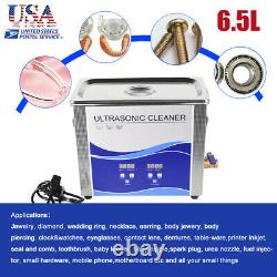 6.5L Ultrasonic Cleaner+Heating Bath For Metal Hardware /Watches/Glasses CE NEW