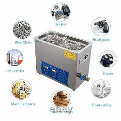 6L Commercial Ultrasonic Cleaner Industry Heated withTimer Jewelry Ring Glasses