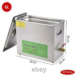 6L Professional Digital Ultrasonic Cleaner Machine with Timer Heated Cleaning