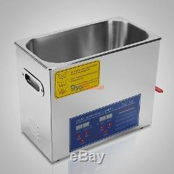 6L QT DIGITAL HEATED INDUSTRIAL ULTRASONIC PARTS CLEANER Stainless Steel 380W CE